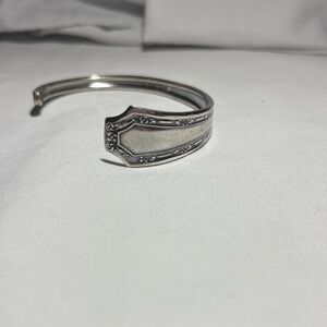 Sterling Silver Spoon Handle Cuff Bracelet - Silver Tone
